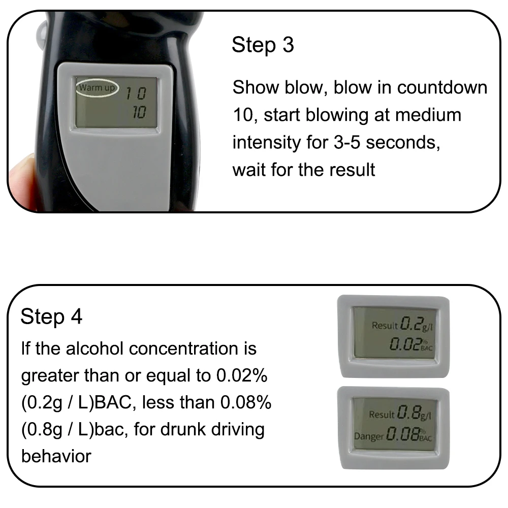 Breathalyzer Police Alcotest with Keychain Handheld Display Alcohol Tester Digital Alcohol Detector Alcohol Breath Tester