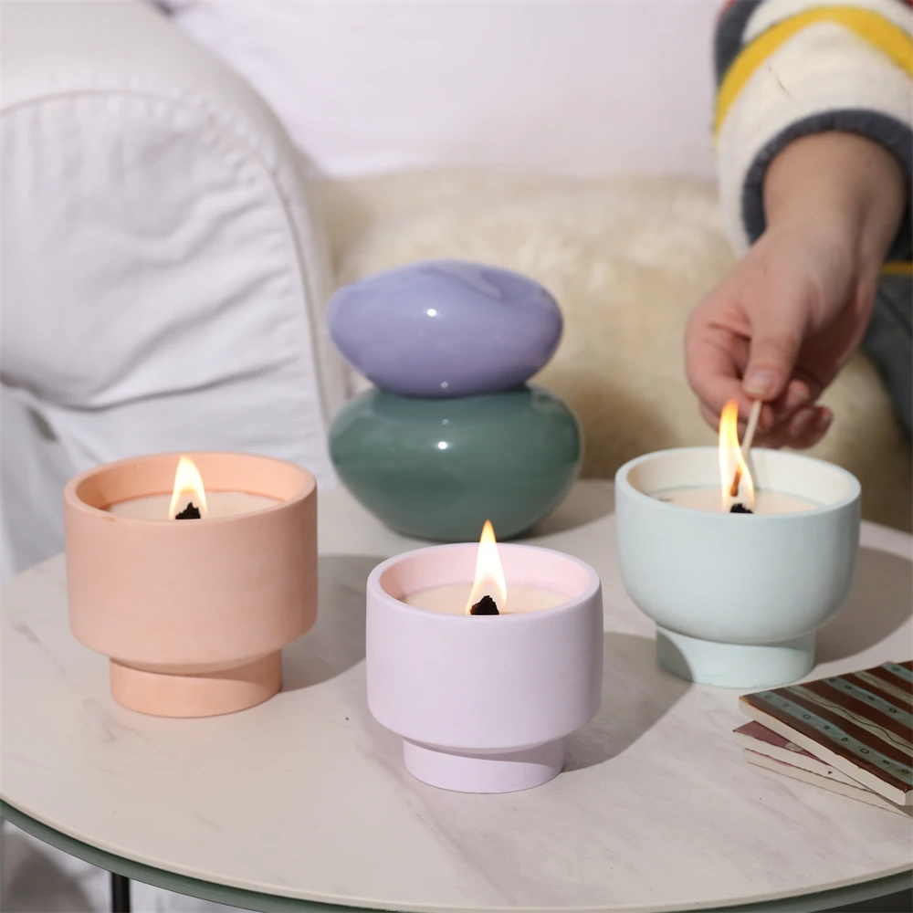 Boowan Nicole Bowl-shaped Concrete Candle Jar Mold Handmade Multifunctional Container Silicone Mold for Jesmonite HomeDecor