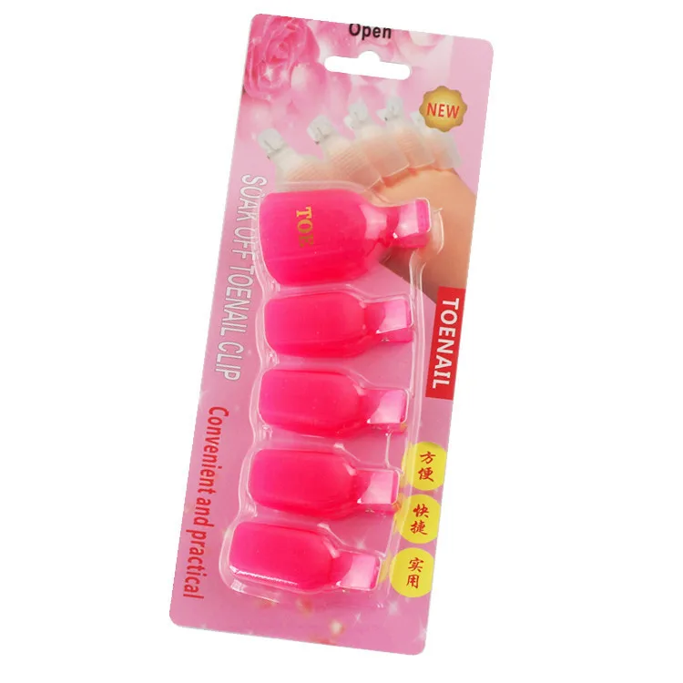 5 PCS Tool Set Nail Polish Remover Soaker Remover Tampas Clipe para dedo do pé unha Soak Off UV Gel nail Polish ferramenta