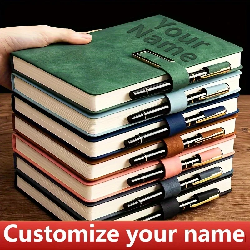 Cuaderno Retro A5 con nombre personalizado, cubierta de cuero suave, Agenda de 200 páginas para estudiantes, suministros de papelería escolar y de oficina de negocios a la moda