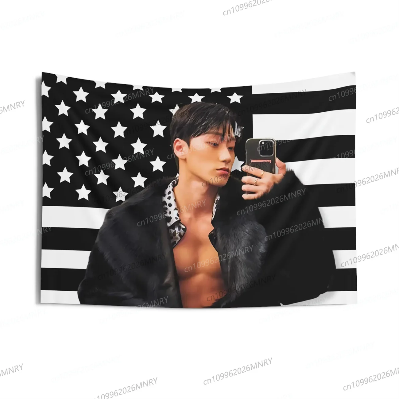 Exo Kai Abs - Pancarta con Bandera de Estados Unidos, Decoración Estética para Habitación, Tela de Fondo, Adoración de Ídolos, Decoración de Pared para Dormitorio