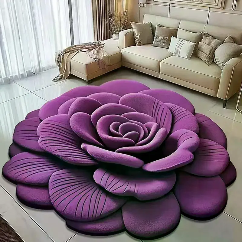 

Hot New Flower Carpet Special-shaped Soft Peony Floor Mat Durable 40x40cm Non-slip Absorbent Bathroom Floor Mat