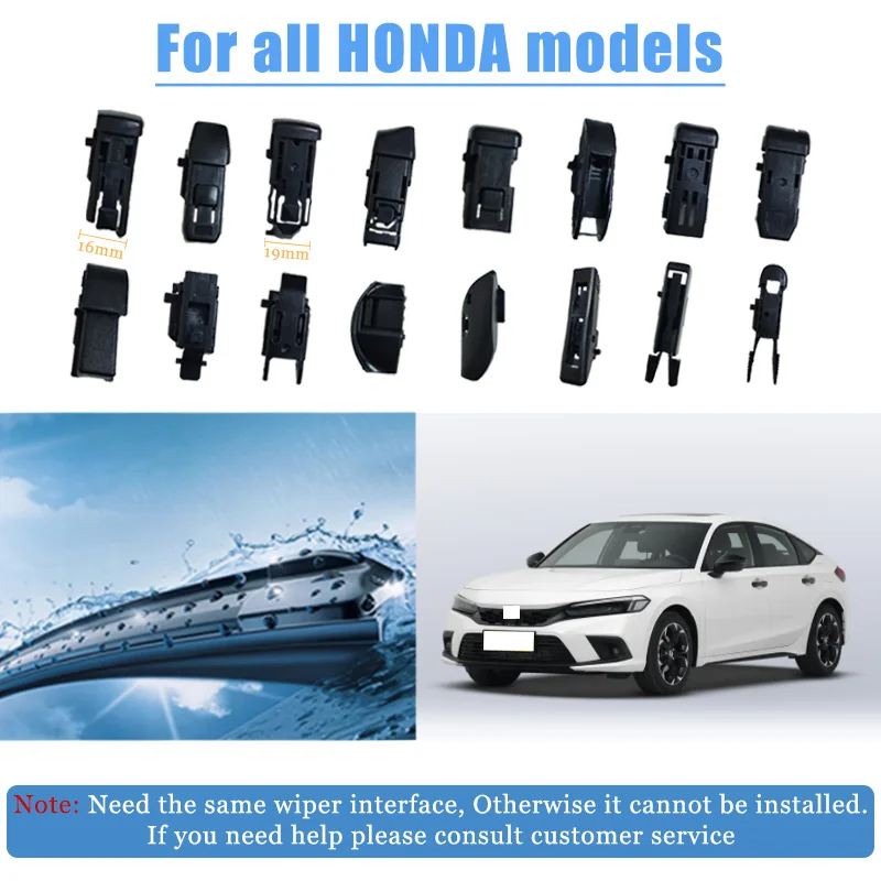 

For Honda 1PCS Universal Car Windshield Wiper Blades Soft Rubber Automotive Replacement Wiper Easy to Install