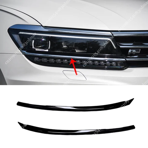 Для Volkswagen Tiguan MK2 Rline 2017-2021 передний бампер фары для бровей противотуманная фара полоса для век тюнинг ABS черный декоративный