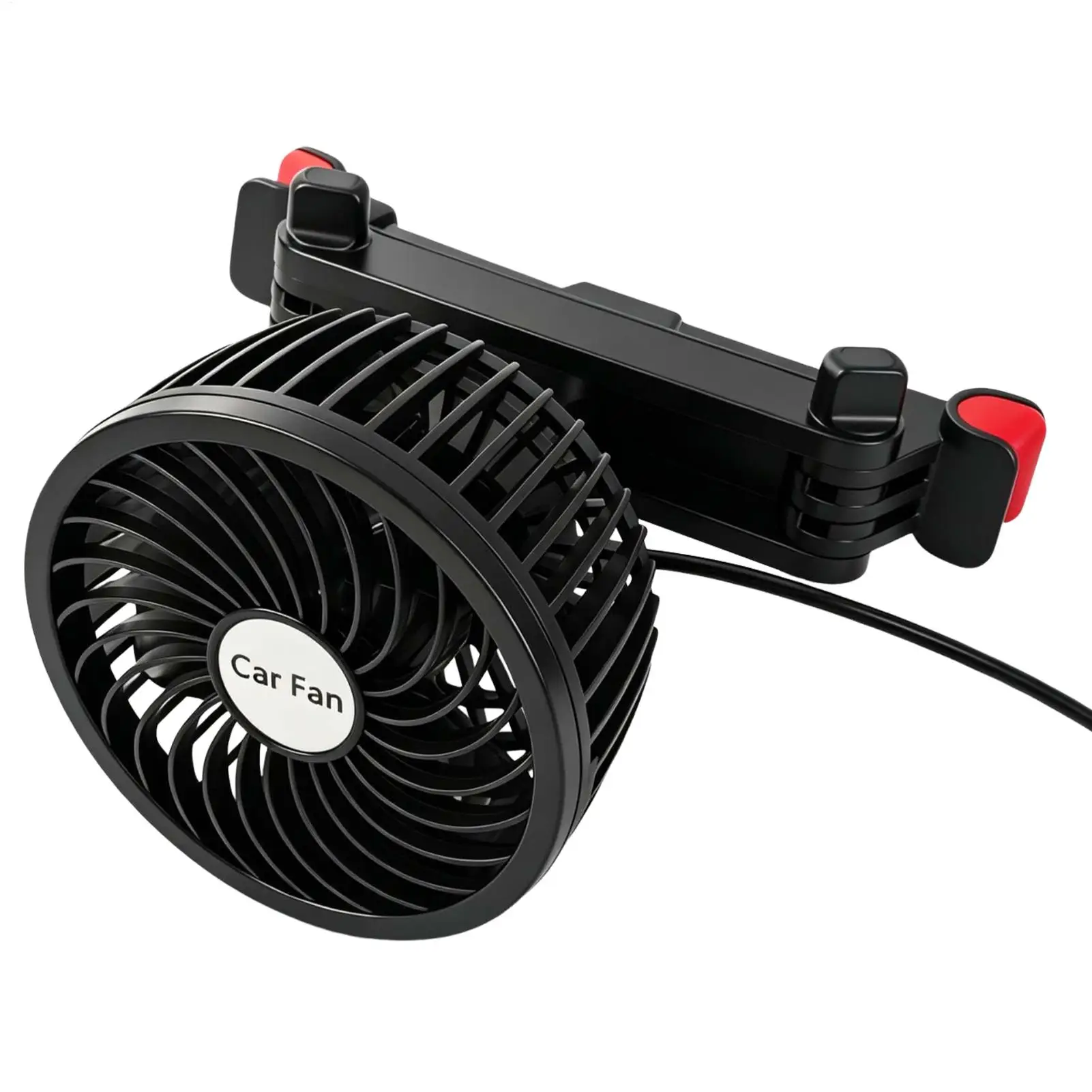 Angle Adjustable Car Fan for Back Seat 2 Speed Low Noise Cooling Fan for SUV RV Sedan Truck Travel Daily Driving