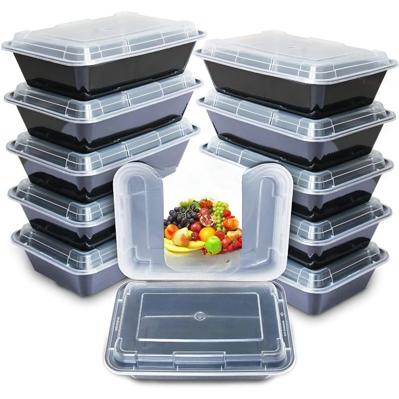 12 Pack 1 Compartment Single Lids Food Storage ,Reusable Lunch Boxes, Microwave/Dishwasher/Freezer Safe Portion Control (28 oz)