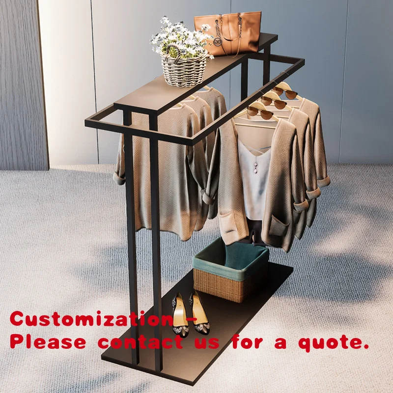 

Customize.Kainice Modern Simple Industrial Metal Clothes Garment Racks Pipe Double Hanging Rods Gold Clothing Rack Boutique Disp