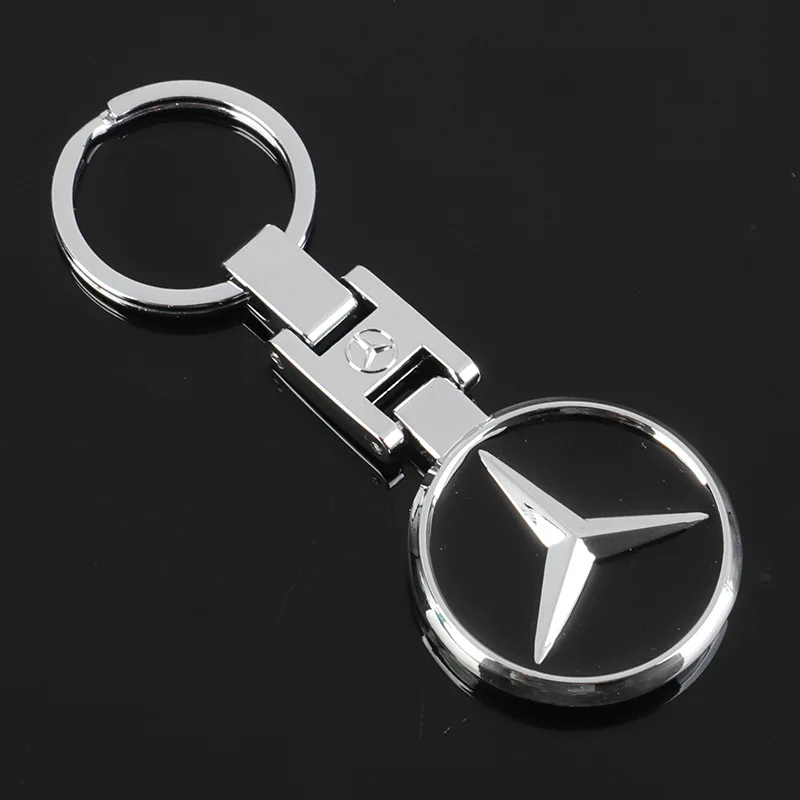 Metal Car Keychain Pendant Double sided Key Ring for Mercedes Benz New B/C/E Class A Class C200L GLC GLK New CLA GLA