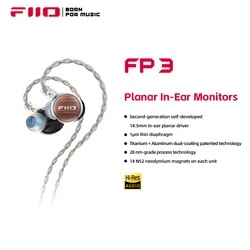 FiiO FP3 HiFi 14.5mm Planar Diaphragm Driver in Ear Earphone, wood faceplate, 0.78mm 2pins cable for for Audiophile Musician