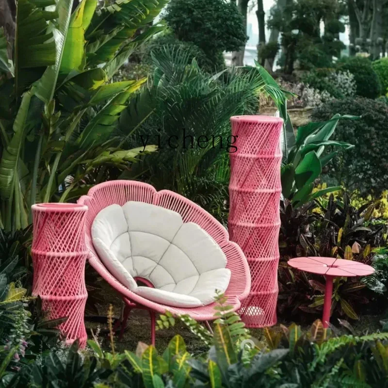 B1 Outdoor Rattan Sofa Table And Chair Creative Petal Bed F…