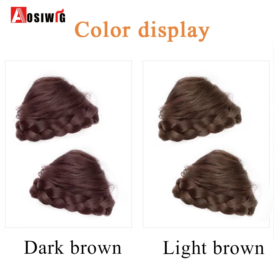 2PC Synthetic Drawstring Cat Ear Wig Bag Braided  hair Chignon Donut Braided Hairpieces Clip In Hair Bun For Daily wear Cute and