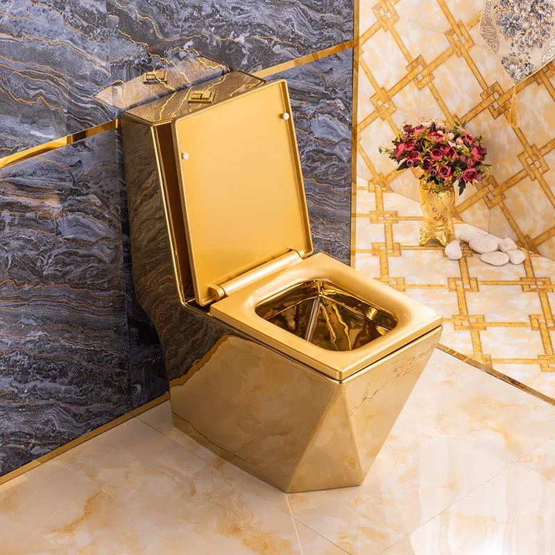 HOME Toilet Toilet Full Gold Household Pumping Color Toilet Square Creative