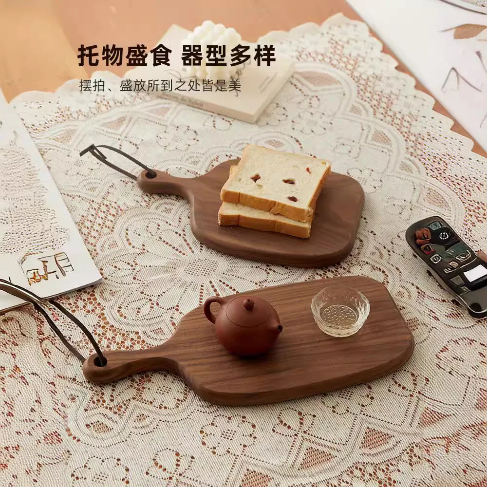 

2025 Japanese Retro 2pcs Acacia Couple Chopping Board Wooden Double-sided Cutting Plate Wooden Food Board Creative Bread Board