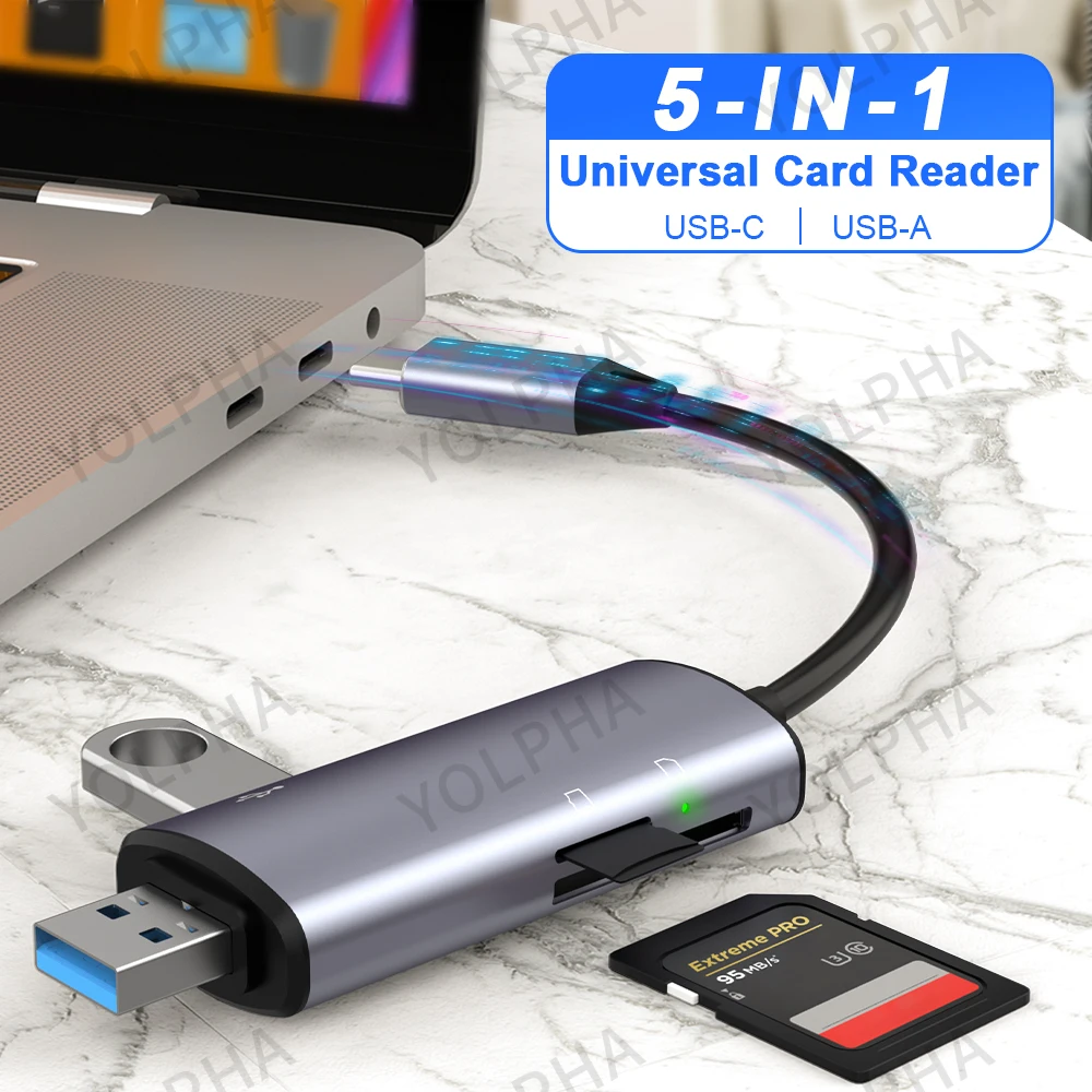 Usb c Card Reader USB3.0&USB C to SD Micro SD TF SDHC for PC Laptop Accessories Memory Card reader SD Card Adapter for iPhone 15