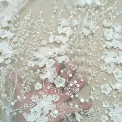 sparkly wedding gown dress lace fabric beading lace fabric 130cm width dress lace fabric sell by yard