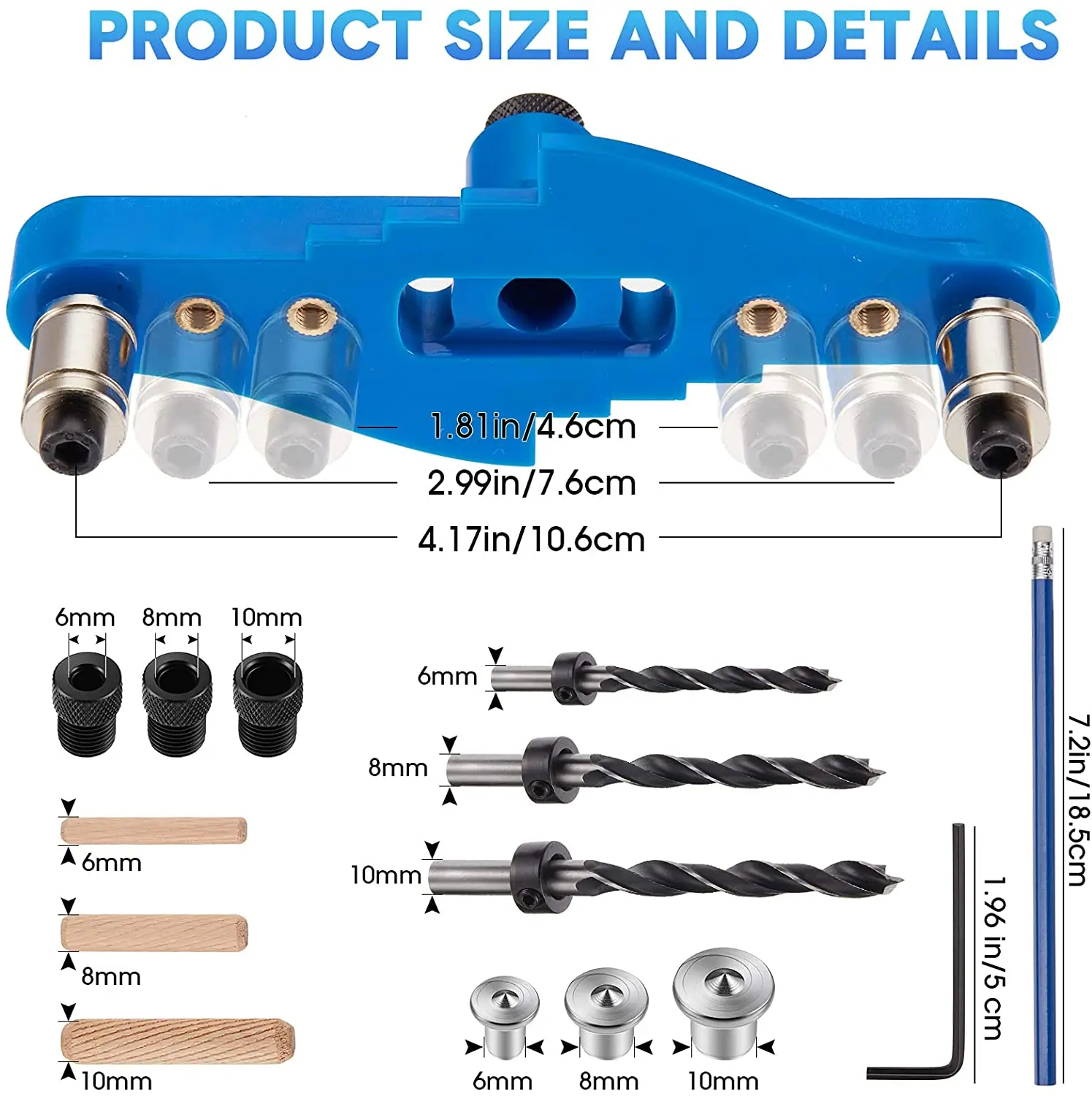 Carpintaria Pocket Hole Jig Self-centering Scriber Doweling Drill Guia Locator Hole Puncher Ferramenta de Carpintaria mm mm 10 mm