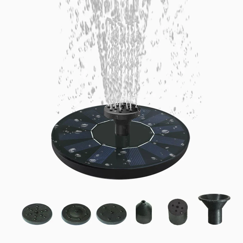 Solar Fountain Pump 13/16/18cm Floating Solar Panel Bird Baths Water Fountain with 6 Nozzles For Garden Outdoor Water Pond Decor