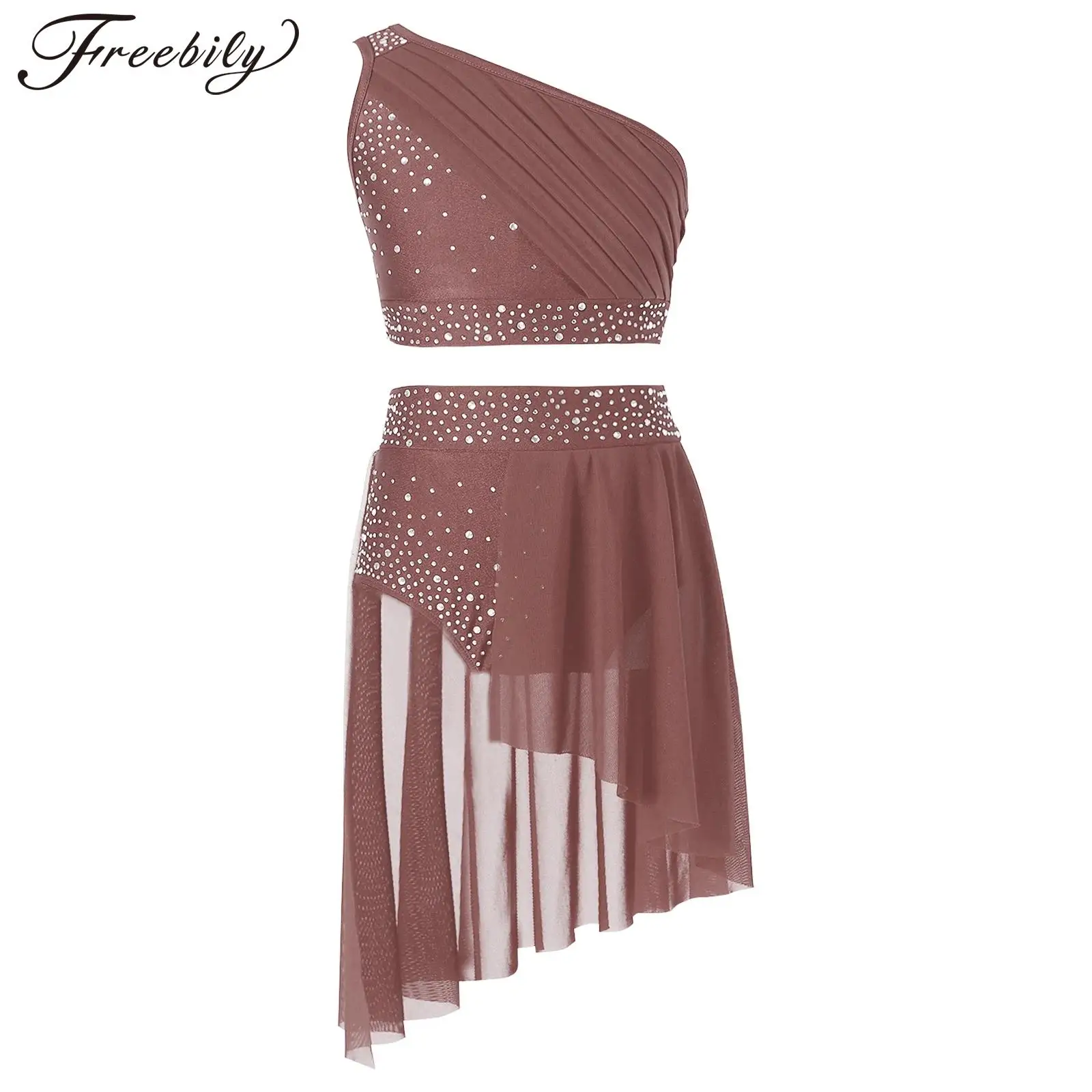 Girls Modern Lyrical Dance Competition Costume Kids Ballet Clothes Outfit Crop Top Mesh Tulle Pants for Stage Performance