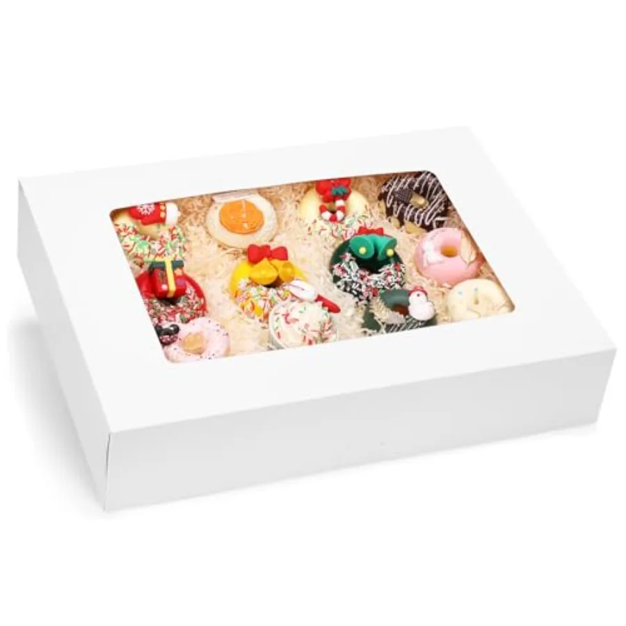 

Коробки для тортов 19x14x4 дюйма, белые прямоугольные коробки для выпечки с окном для упаковки тортов, пирожных, пончиков, кексов, пирогов