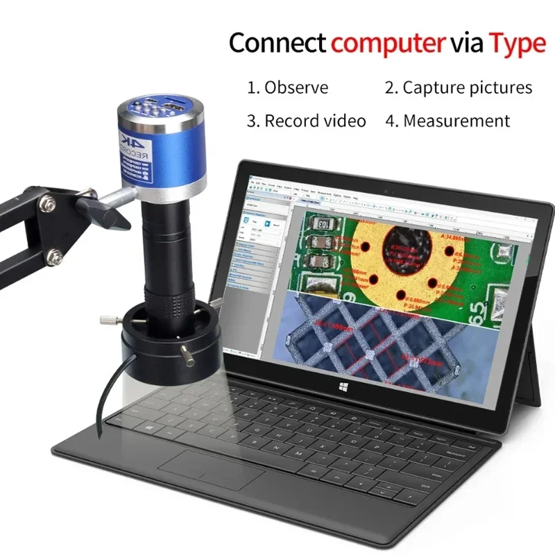 Imagem -02 - Câmera Industrial do Microscópio Digital 4k 48mp 13mp Hdmi Tipo-c Usb Vga Monocular Binocular Trinocular