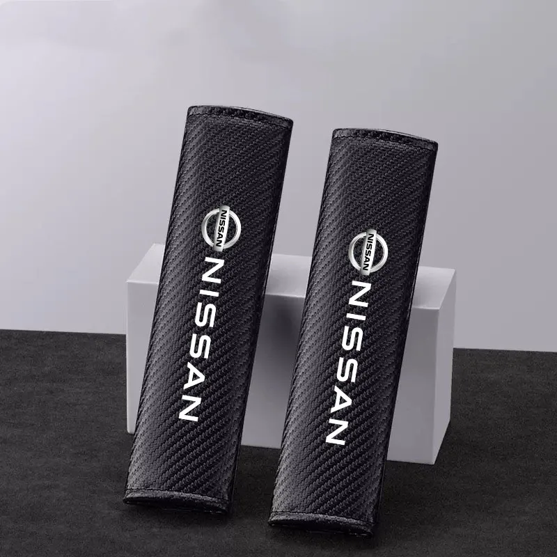 

2Pcs Carbon Fibre Seat Belt Cover Shoulder Pads for Nissan Qashqai Tiida Teana Skyline Juke X-trail Almera Auto Accessories