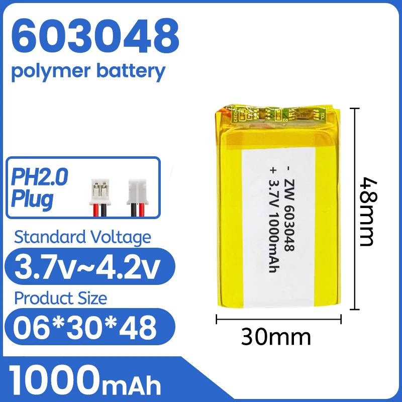 

1-20pcs 603048 Polymer lithium 1000mah game controller robot 3.7v charging RF induction instrument battery