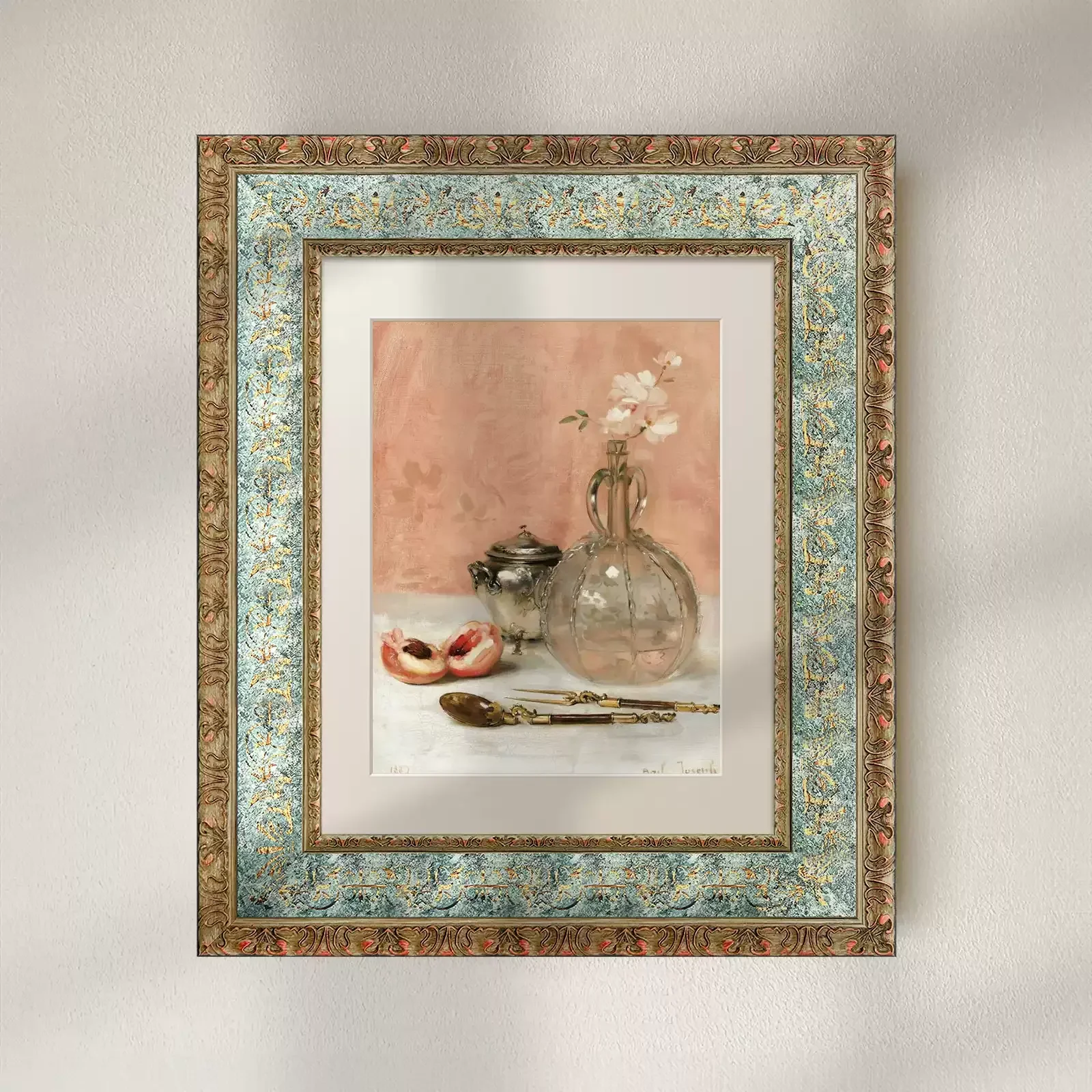 French Vintage Ornate Solid Wood Picture Frame Gold Floral Embossed Antique Frame for Oil Painting Scarf Art Mid Century Decor