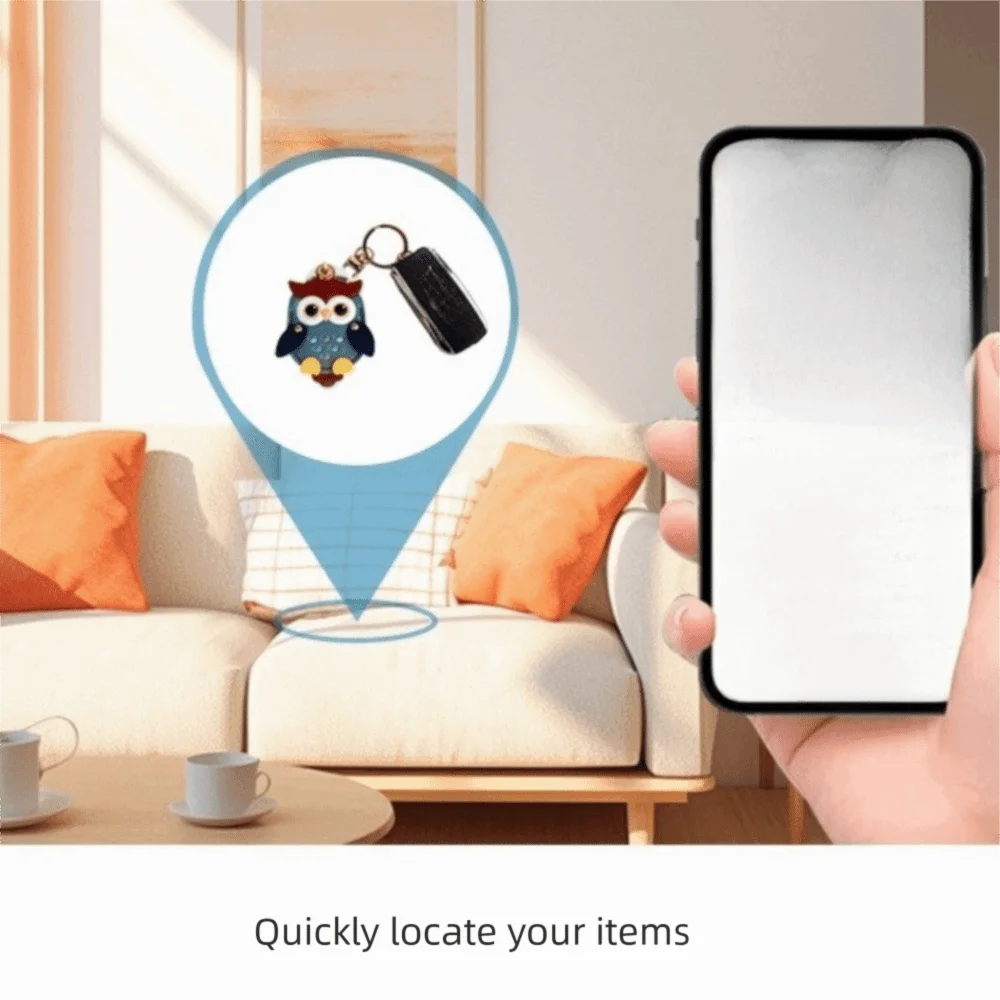 Cartoon Owl Charm Cartoon Owl Keychain Faux Leather PU Leather Card Holder Keychain Anti-scratch 2 in 1 Holder view 4