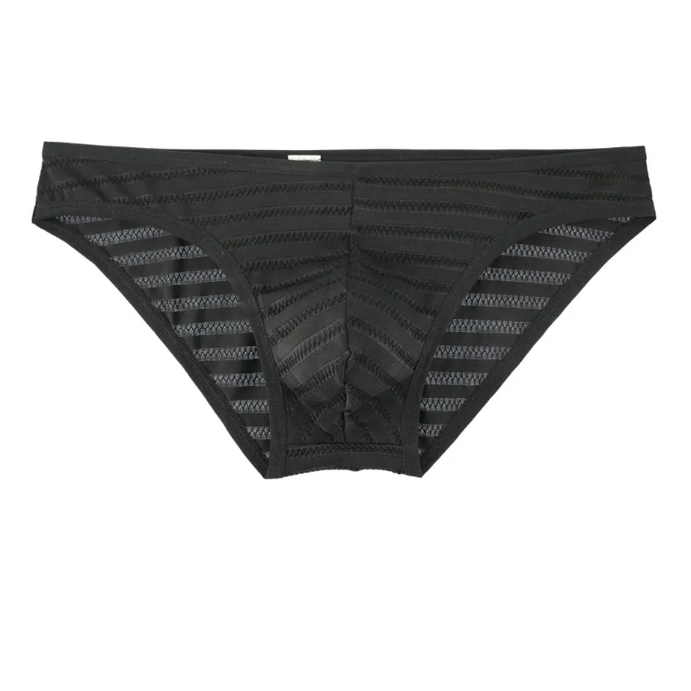 

Мужские полосатые сетчатые дышащие трусы-брифы с низкой посадкой, бикини, стринги, бесшовные трусы с U-образным выпуклым карманом для мужчин