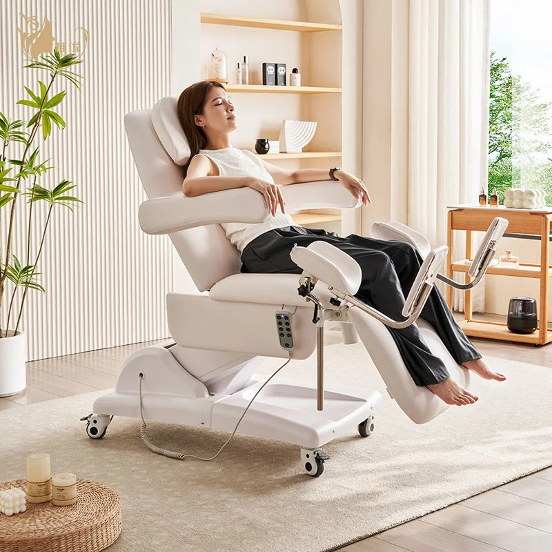 Electric Gynecology Exam Table With Metal Frame Synthetic Leather Upholstery And Stirrups For OB GYN Clinic Hospital Use