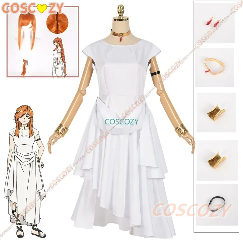 Freezy Beyond Journey's End Anime Flame Cosplay Costume Wig White Dress Woman Covession Party Outfits