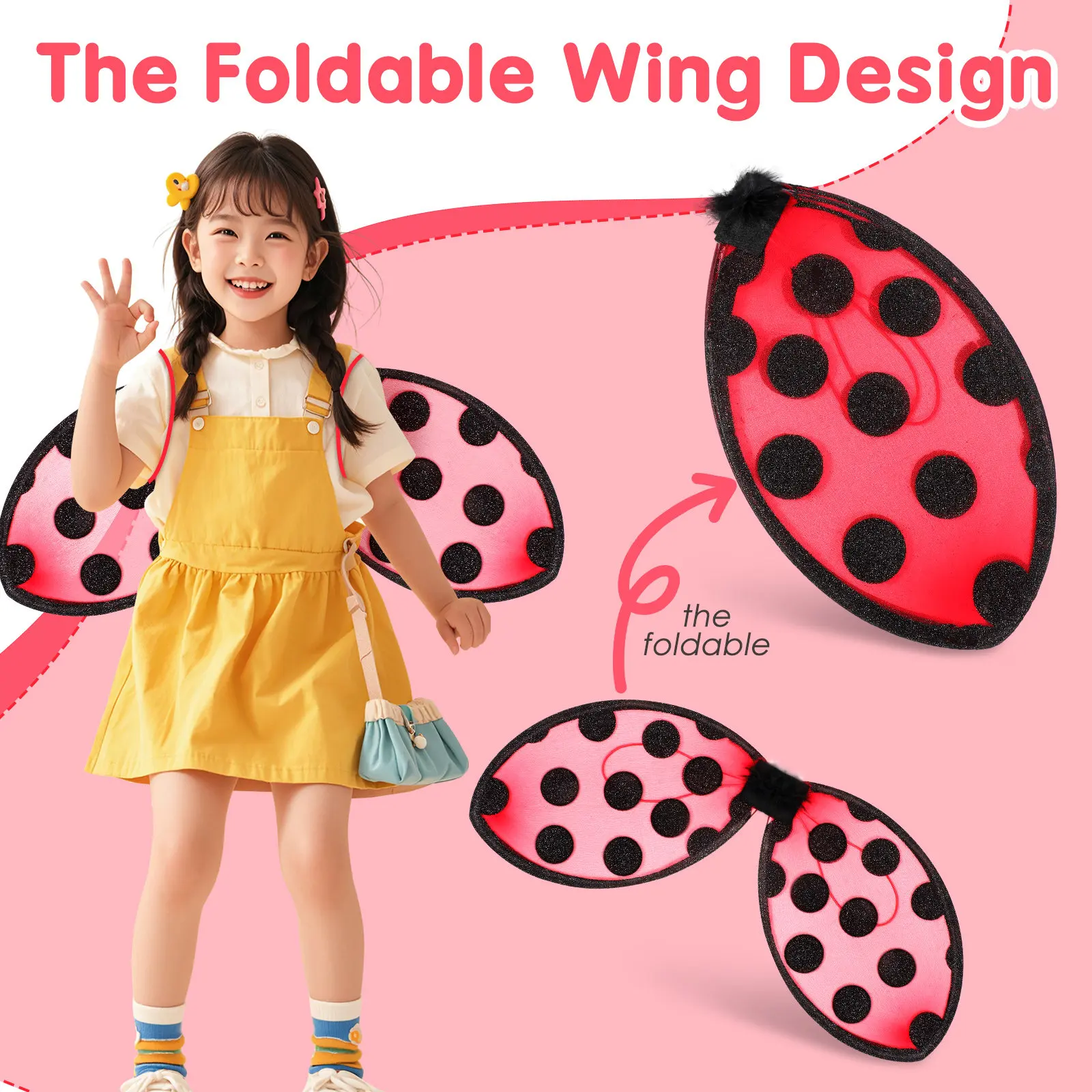 てんとう虫コスチューム幼児子供ベビー服羽根付き女の子用服大人女性用女の子用アクセサリーベビー大人女性用新作2026