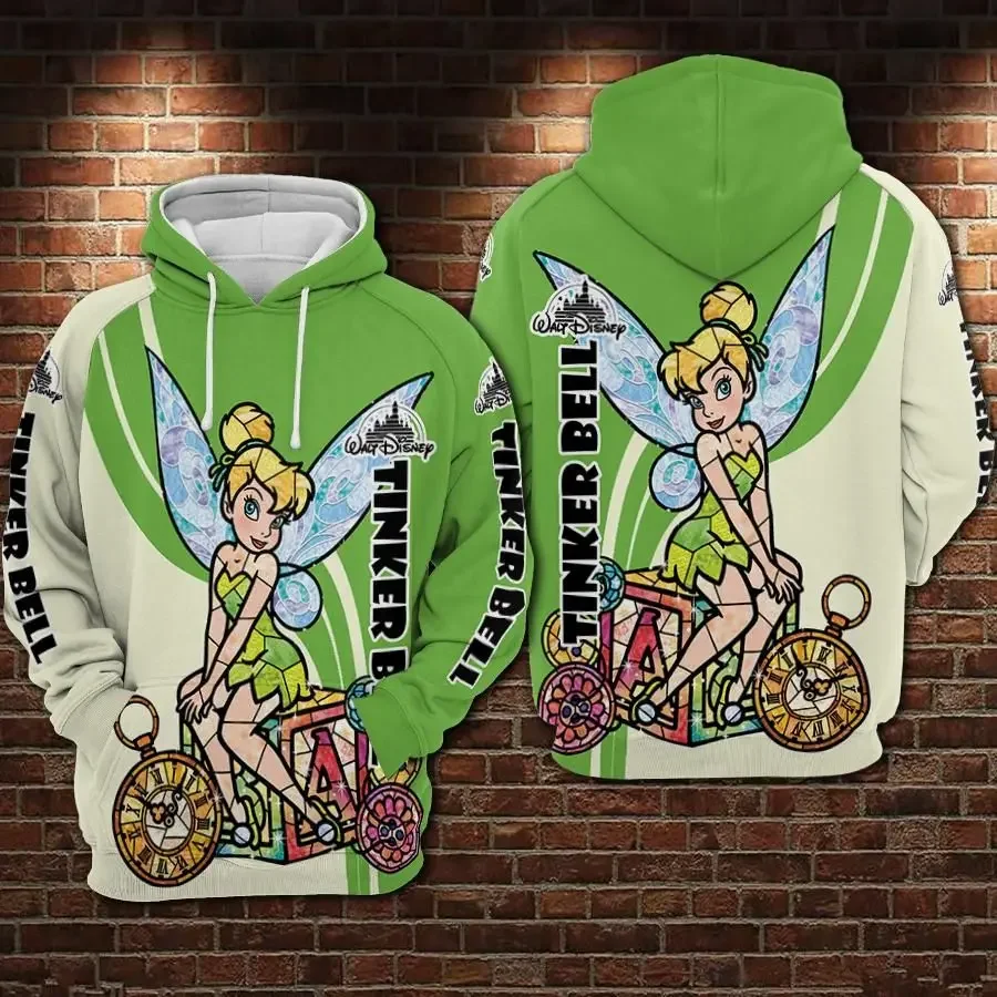 Felpa con cappuccio Disney 3D ragazzi e ragazze primavera e autunno nuova stampa 3D felpe con cappuccio Disney Tinker Bell abbigliamento sportivo da