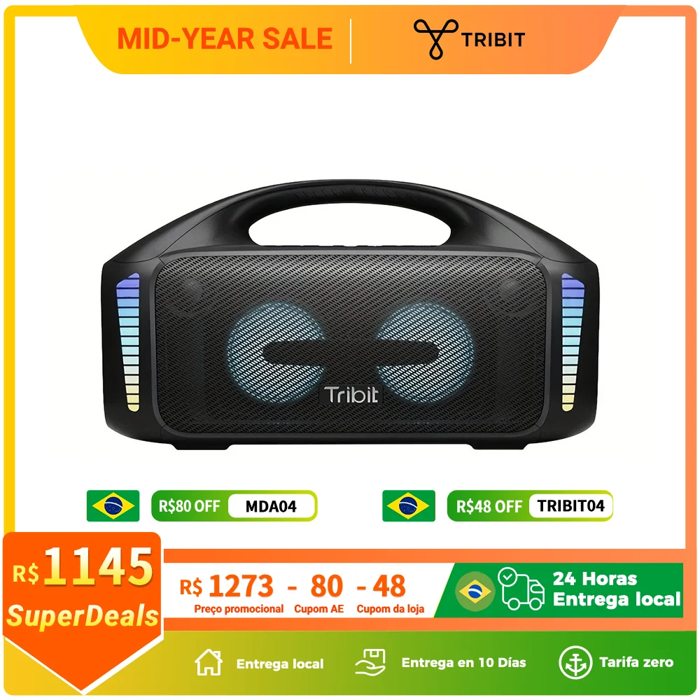Alto-falante portátil Bluetooth Tribit 90W StormBox Blast alto-falante sem fio ao ar livre IPX7 impermeável festa acampamento alto-falante 30H Playtime