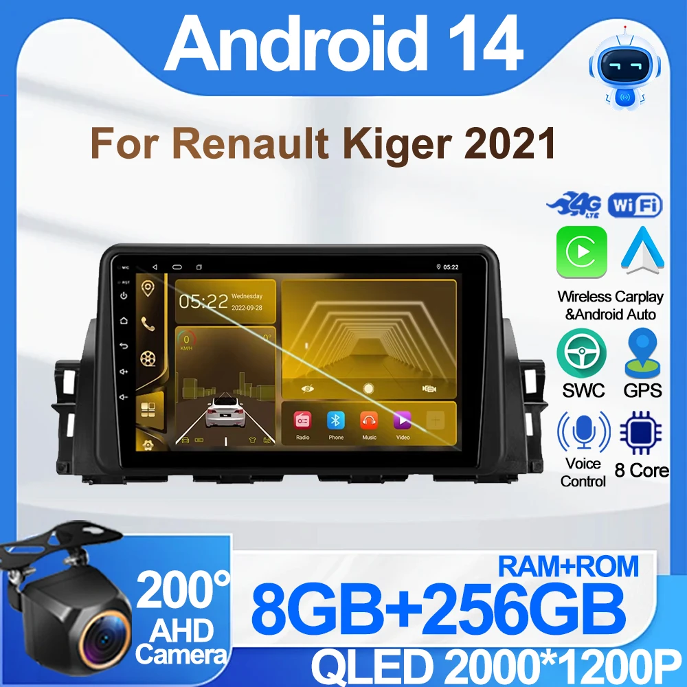 

Радио Android для Renault Kiger 2021, высокопроизводительный процессор, стерео головное устройство, GPS-навигация, интеллектуальная система Carplay, Bluetooth