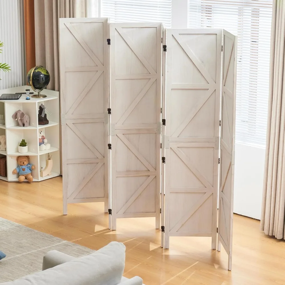 

Room Divider,6 Panel Tall Folding Privacy Screens，Wood Freestanding Partition Wall Dividers