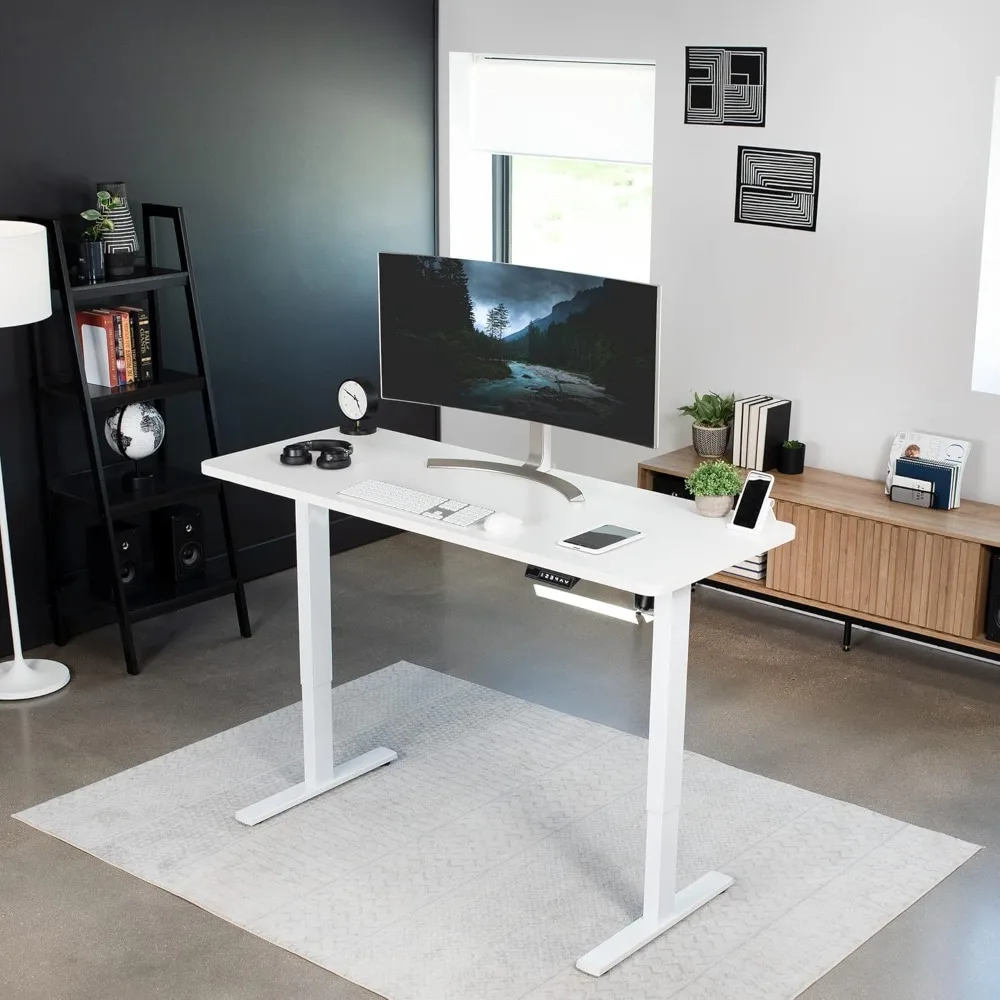 

Electric 60 x 24 in Standing Desk, Memory Height Adjustment, 1B Series, One-Piece White Top, White Frame, DESK-KIT-1W6W
