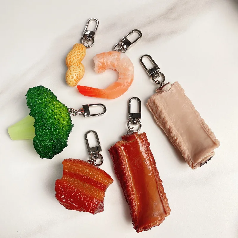 Simulation Vegetable Keychain PVC Braised Pork West Blue Flower Onion Tomato Mushroom Food Pendant Children's Toy Gift