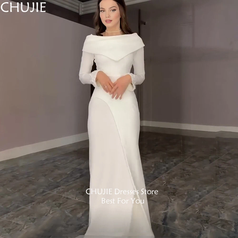 

Customized Long Sleeve Bridal Gowns White Classic Bodycon Mermaid Wedding Dresses Elegant Bride Dress Modest Vestido de novia
