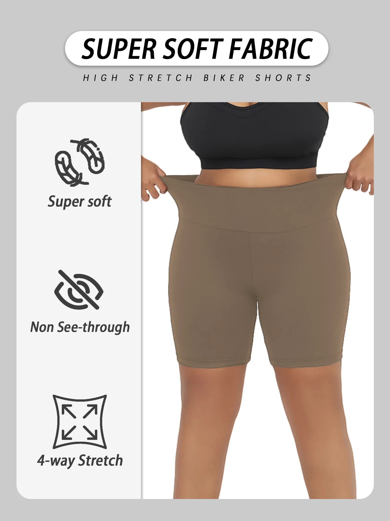 Plus Size Women's High Waisted Biker Shorts Super Soft Tummy Control No See Through Workout Yoga Shorts Running Athletic Shorts image 5