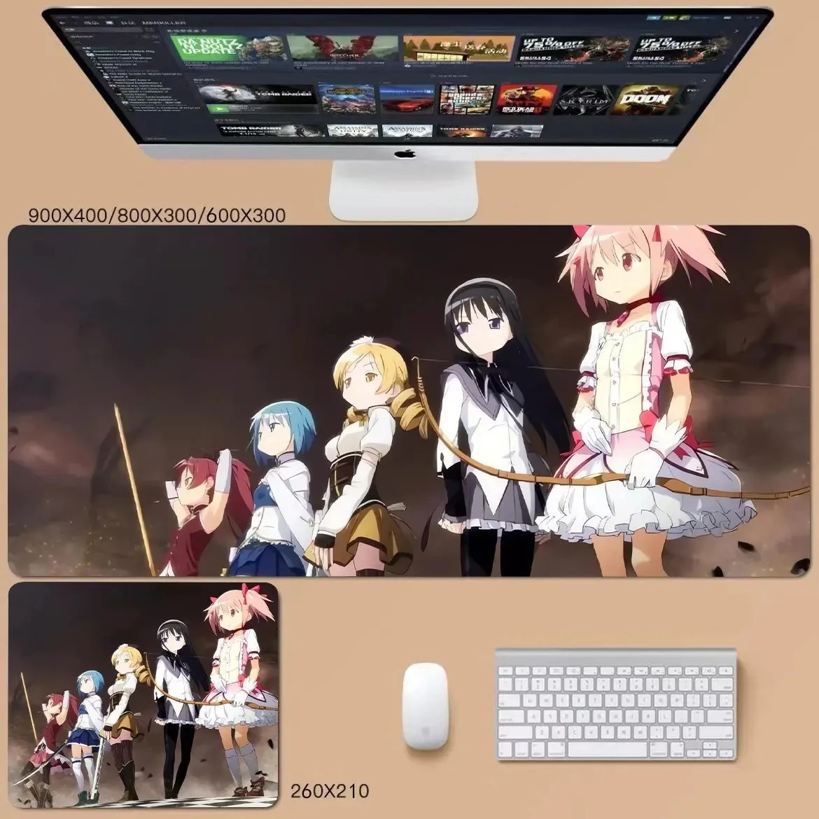 كارتون ماجيك جيرل جلد كبير XXL لطيف Kawaii الكرتون ماوس الوسادة عدم الانزلاق لوحة مفاتيح الكمبيوتر المحمول وسادة طاولة طعام سطح المكتب حصيرة