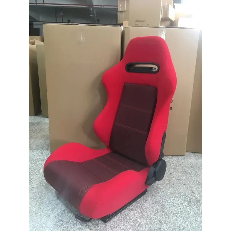 High Quality Black & Yellow Cloth Racing Bucket Seats Universal Dual Lock Rails for Racing Car Modification