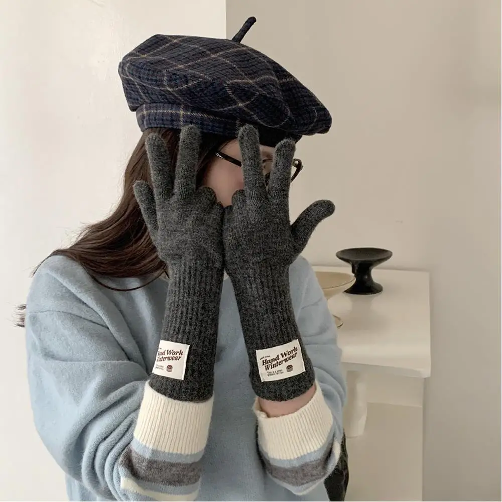 H Gloves For Women Autumn Winter Gloves Thicken Knitting Full Finger Mittens Men Touchscreen Driving Gloves Sport Cycling Mitten