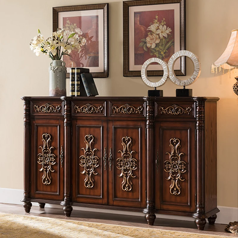 

European shoe cabinet household entrance solid wood American foyer entrance cabinet 1.8 meters in the door side cabinet, large l