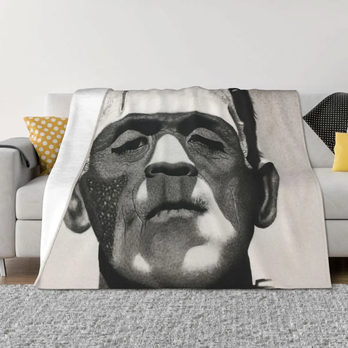 

Classic Monster Frankenstein Charcoal Drawing Throw Blanket Warm Plaid Bed Fashionable Luxury St Blankets