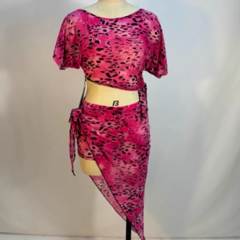 customized belly dance costume new niche printed mesh practice suit set Eastern dance costumes short suit set exotic dancewear