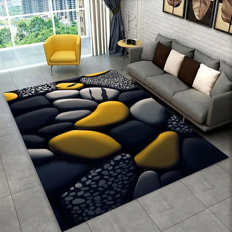 Retro Cobblestone Road Stone Pebbles Large Area Rug Non-slip Carpet for Bedroom Living Room Sofa Doormat Home Decor Floor Mat