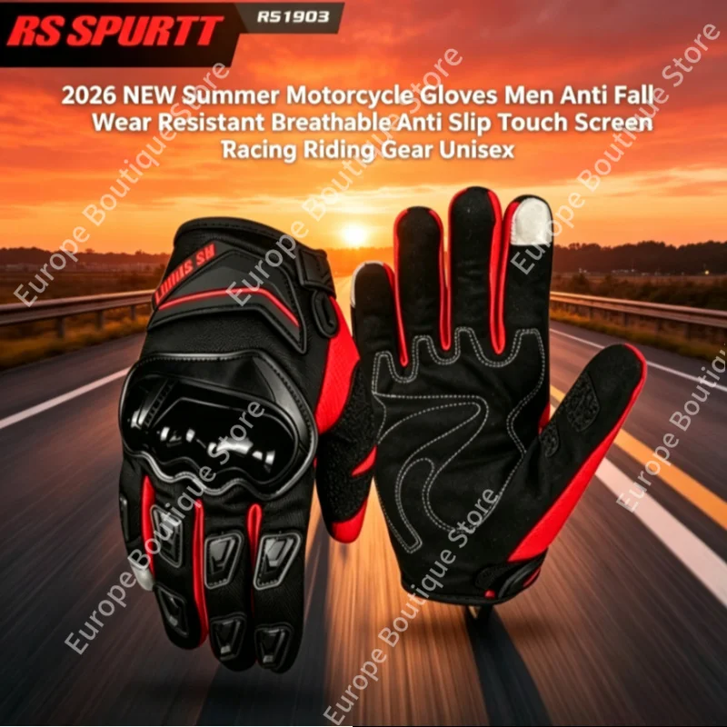 

2026 NEW Summer Breathable Anti Slip Touch Screen Motorcycle Gloves Unisex Anti Fall Wear Resistant Racing Riding Gear