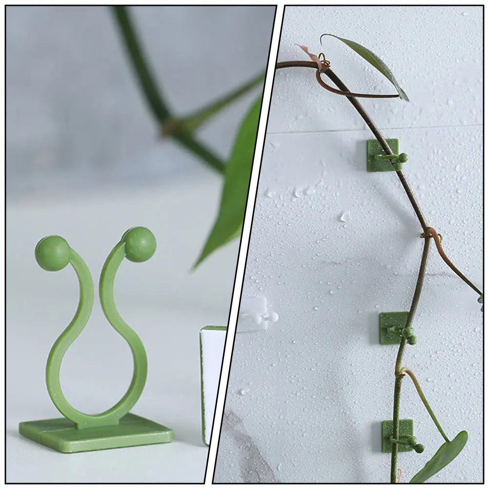 

80pcs Green Plant Fixer For Vines Wall Mount Self Adhesive Clips Holders Tool Organize Wires Plants Smooth