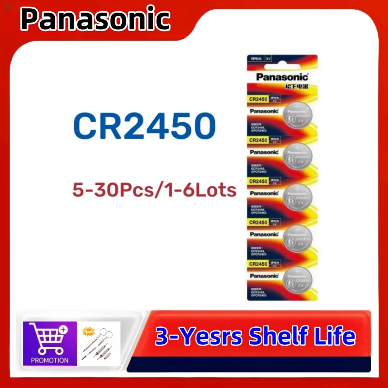 5-30Pcs Original Panasonic CR2450 Watch Buttom Battery 5029LC ECR2450 BR2450 CR 2450 3V 600mAh Lithium Coin Cell Batteries